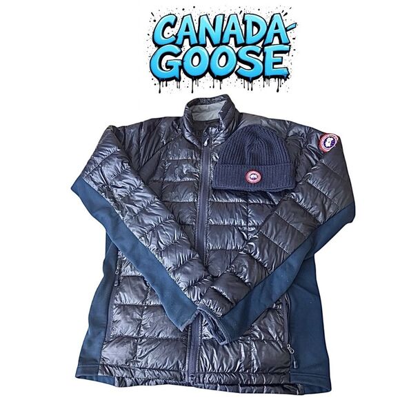 Canada Goose HyBridge Lite Jacket + Beanie Men’s L Blue Nylon Pre-Owned - Picture 1 of 13